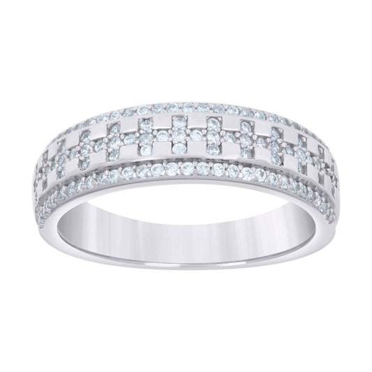 925 Sterling Silver 0.55Ctw Moissanite Ring Band S