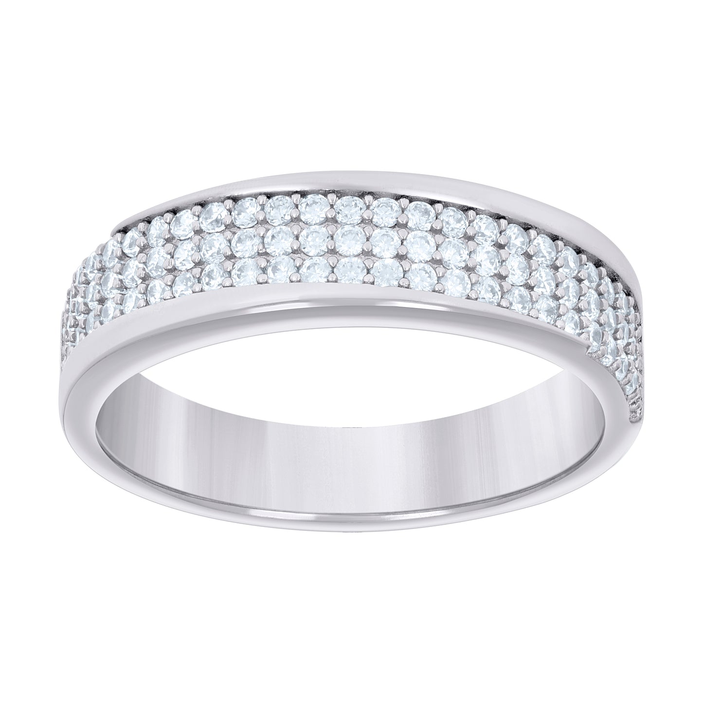 925 Sterling Silver 0.60Ctw Moissanite Ring Band S