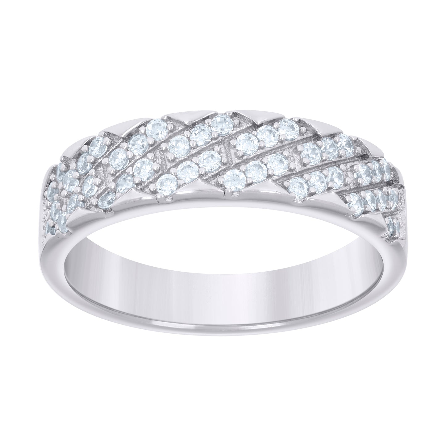 925 Sterling Silver 0.55Ctw Moissanite Ring Band S