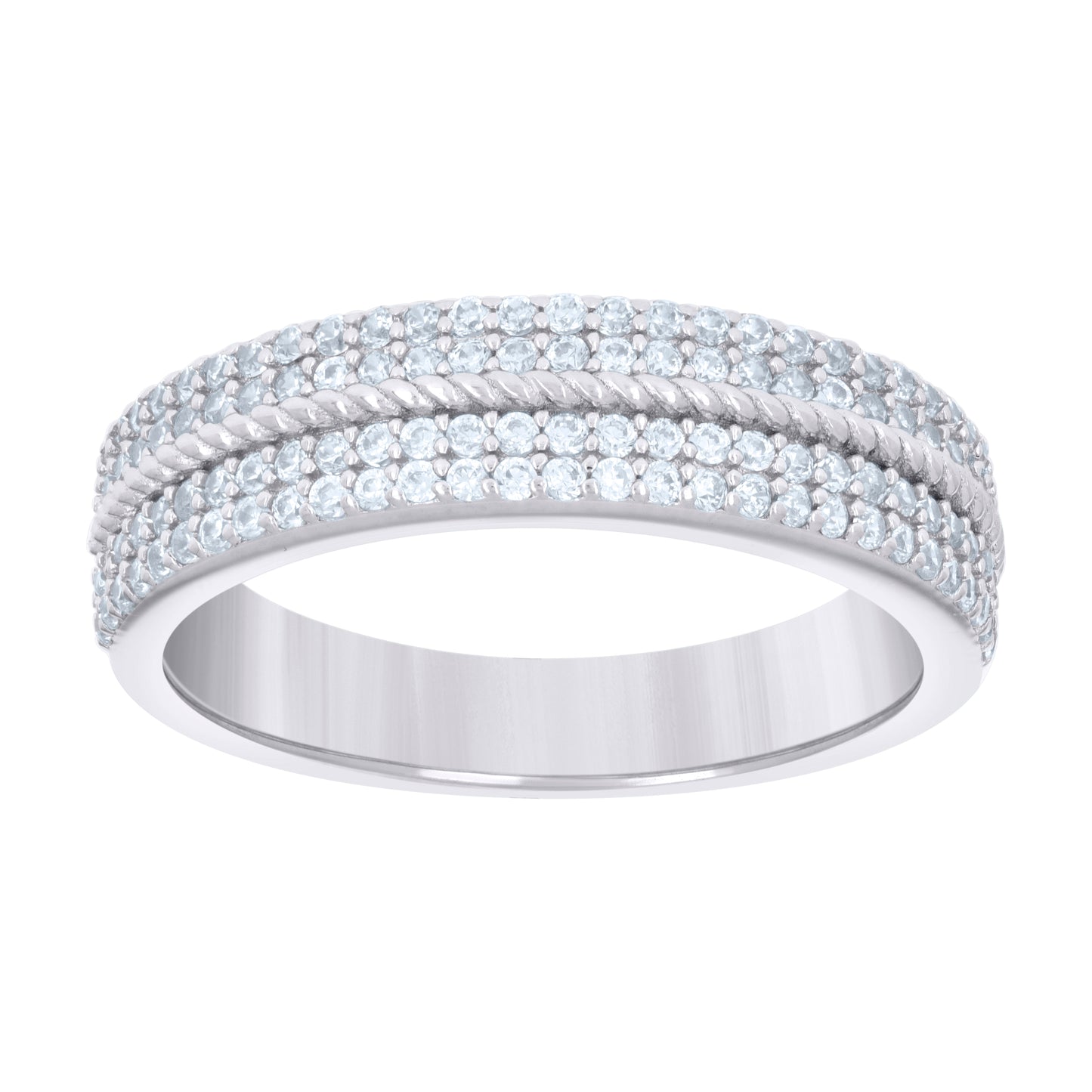 925 Sterling Silver 0.71Ctw Moissanite Ring Band S