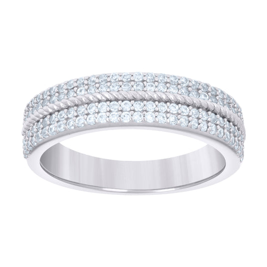 925 Sterling Silver 0.71Ctw Moissanite Ring Band S