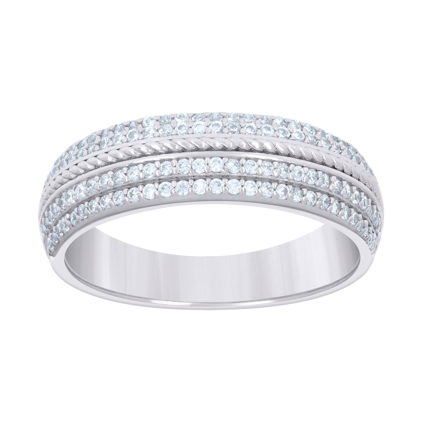 925 Sterling Silver 0.59Ctw Moissanite Ring Band S