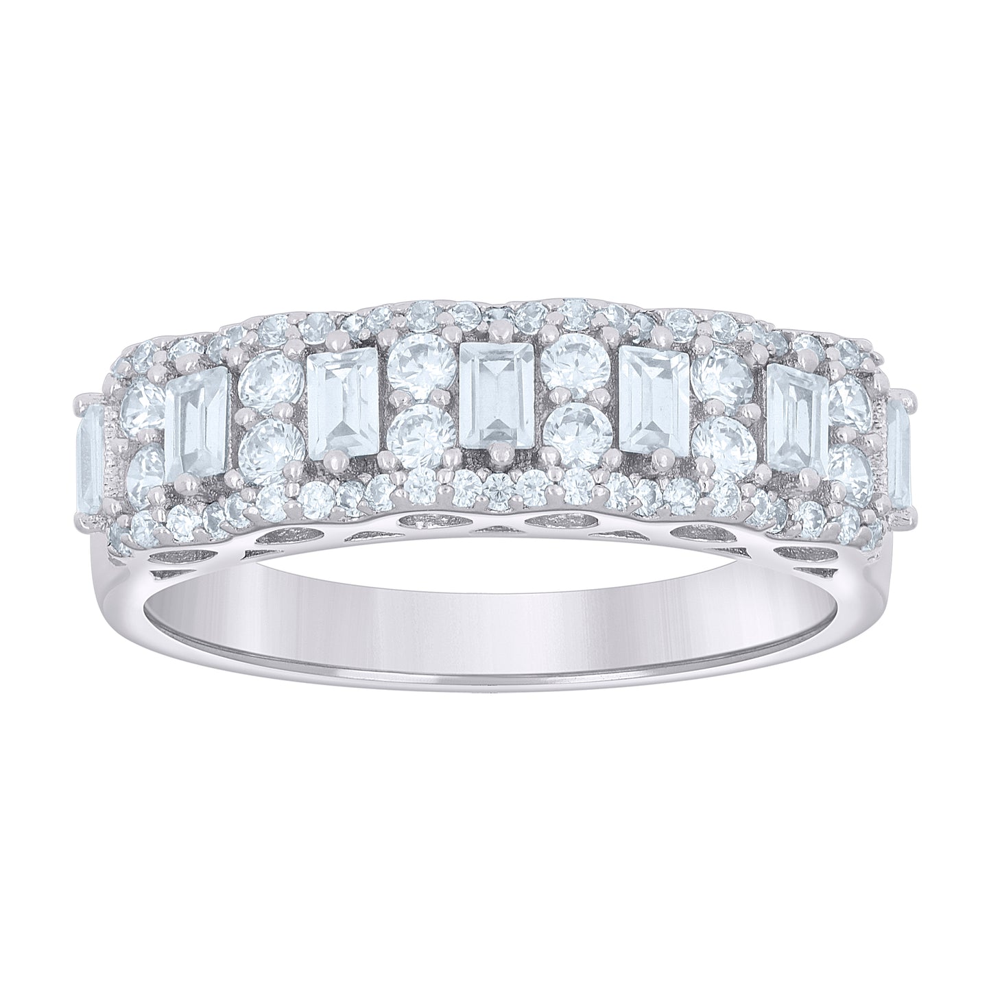 925 Sterling Silver 1.19Ctw Moissanite Ring Band S