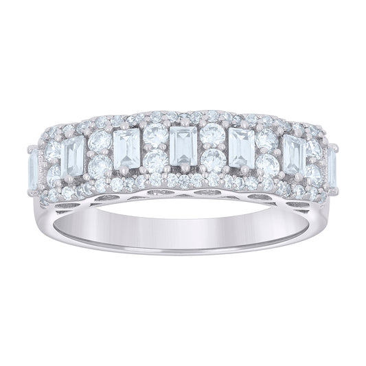 925 Sterling Silver 1.19Ctw Moissanite Ring Band S