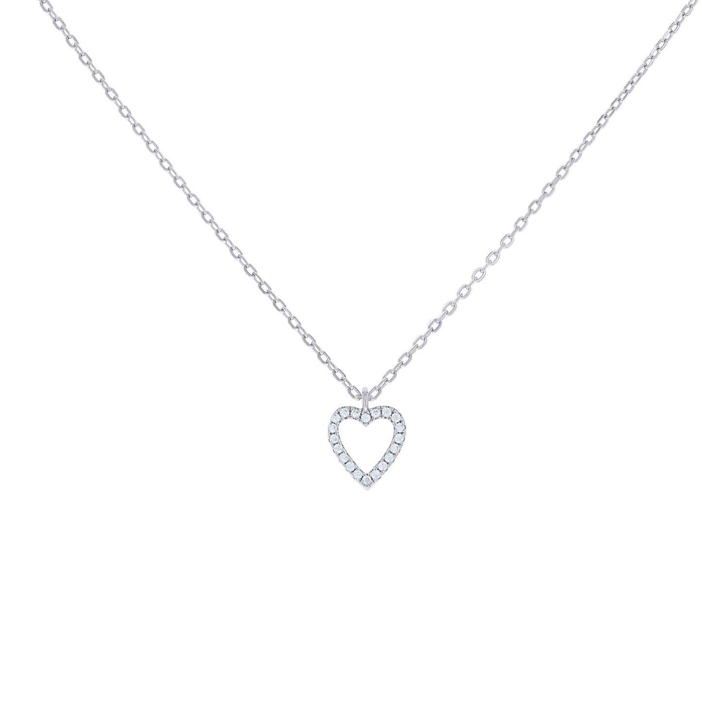 925 Sterling Silver Cz Necklace 18" (16"+2")