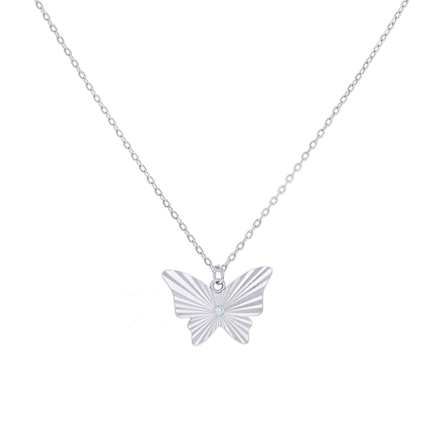 925 Sterling Silver Cz Necklace 18" (16"+2")