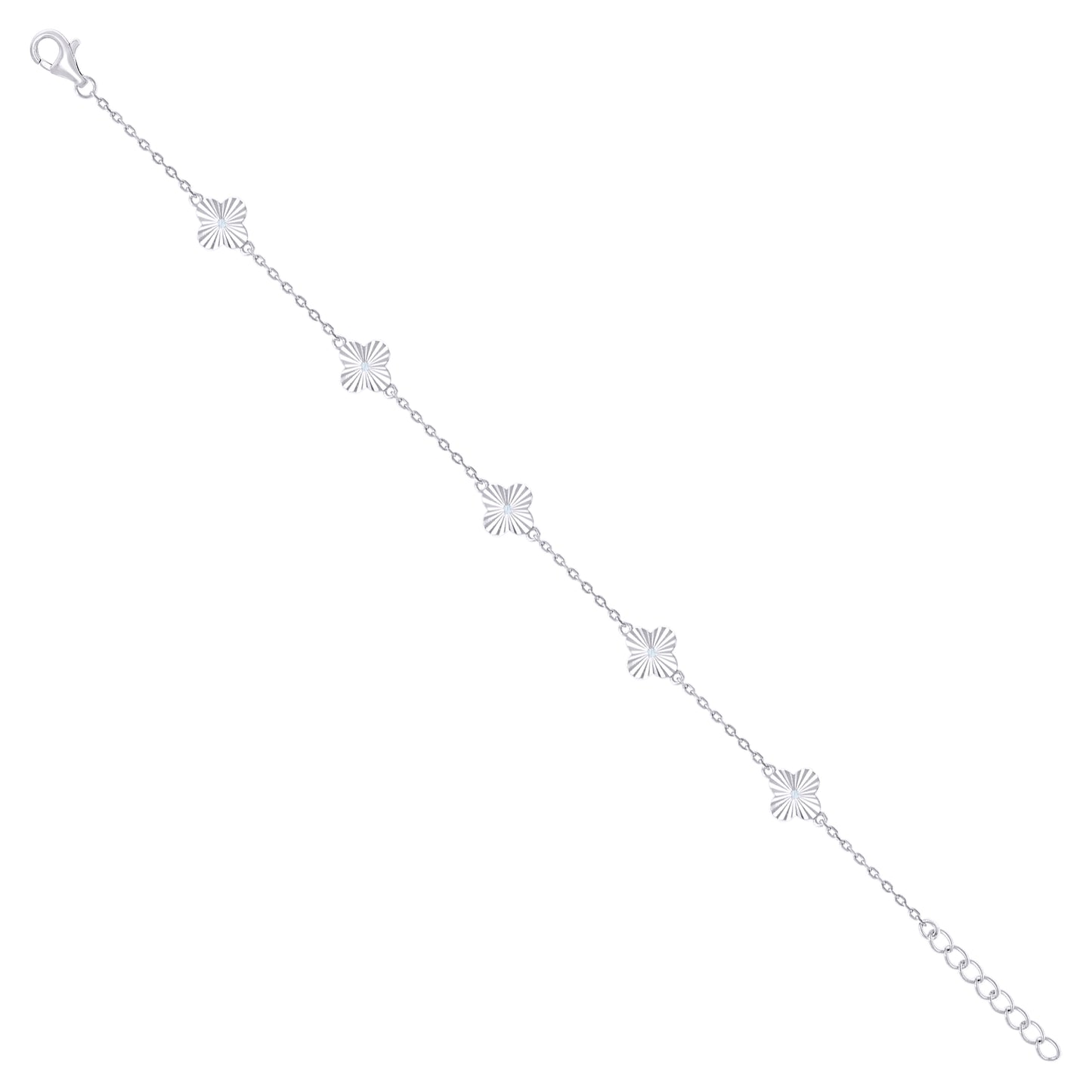 925 Sterling Silver Cz Bracelet 7.5" (6.5"+1")