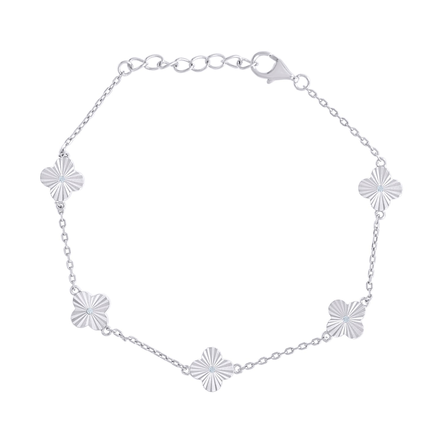 925 Sterling Silver Cz Bracelet 7.5" (6.5"+1")