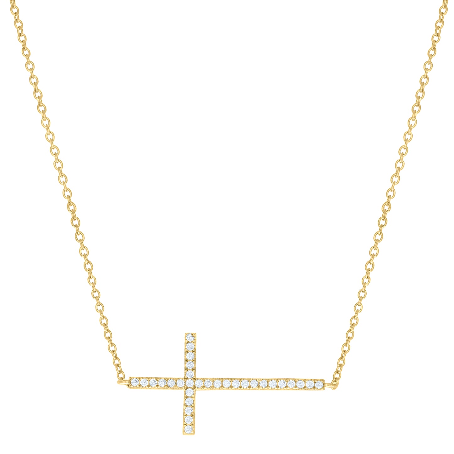 925 Sterling Silver Cz Necklace 17"+1"