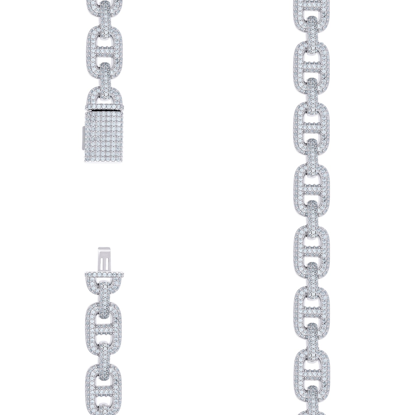 925 Sterling Silver Moissanite Fancy Chain 10mm