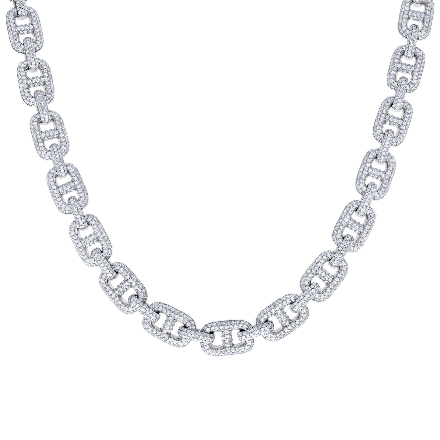 925 Sterling Silver Moissanite Fancy Chain 10mm
