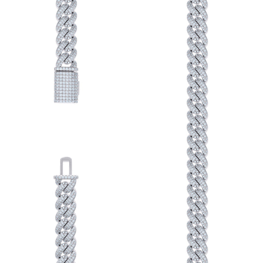 925 Sterling Silver Moissanite Chain 10mm