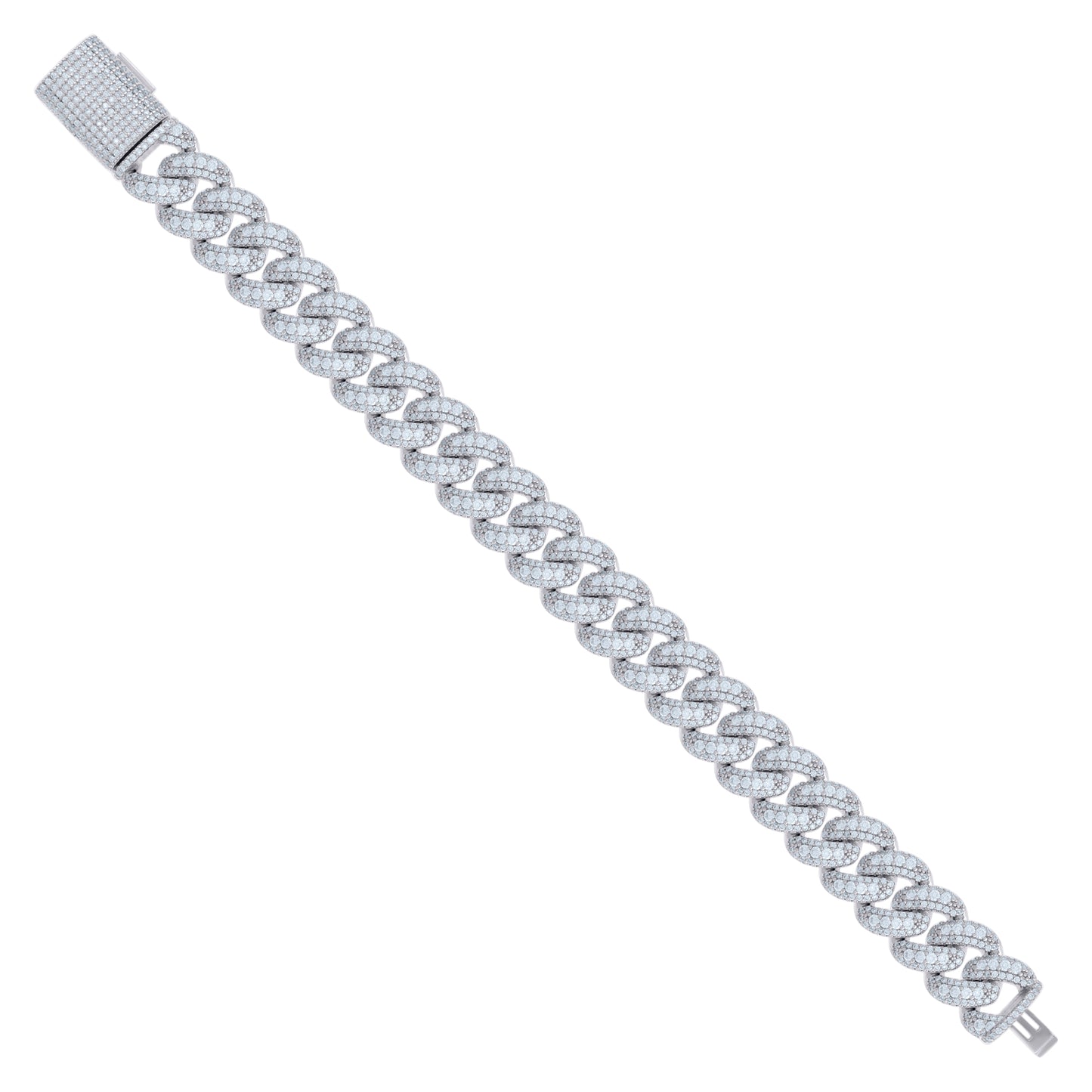 925 Sterling Silver Moissanite Chain 12mm
