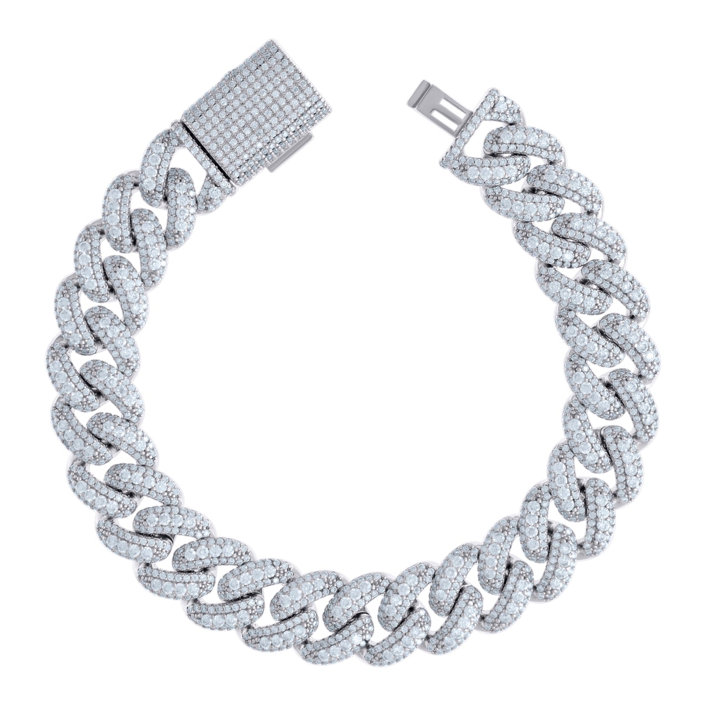 925 Sterling Silver Moissanite Chain 12mm