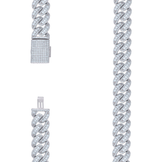 925 Sterling Silver Moissanite Chain 12mm