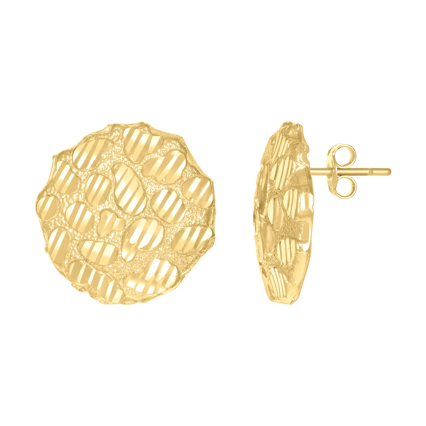 10Kt Gold Dome Puffy Round Nugget Earrings