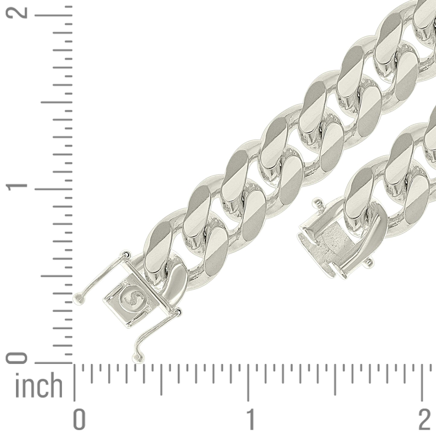 925 Silver Solid Miami Cuban Chain 12.8mm