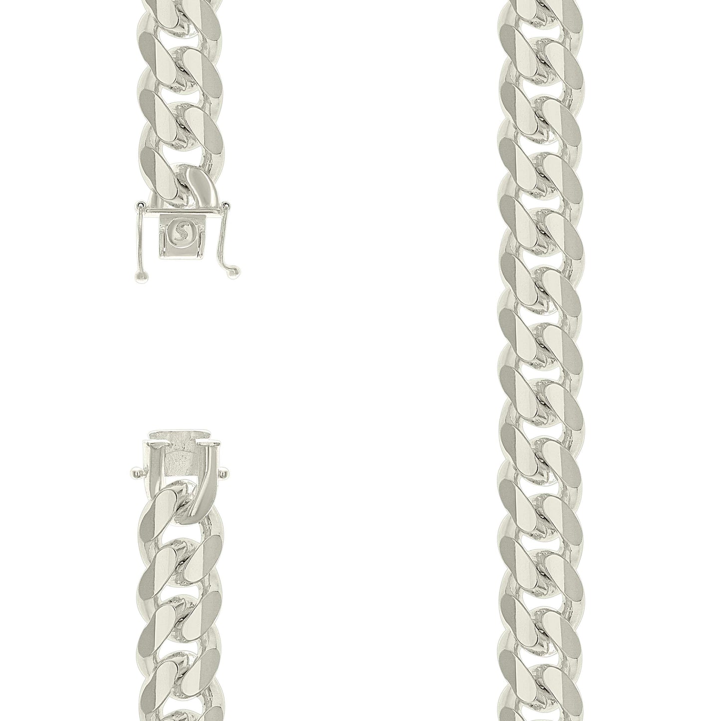 925 Silver Solid Miami Cuban Chain 12.8mm