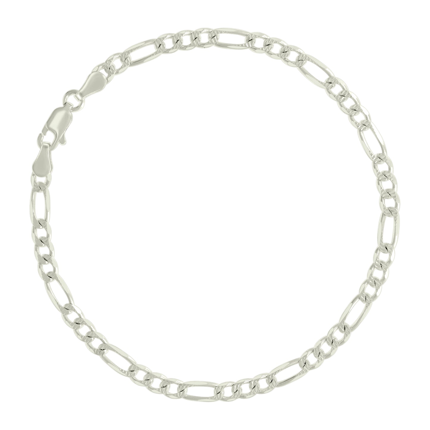 925 Silver Solid Pave Classic Figaro 4.0mm