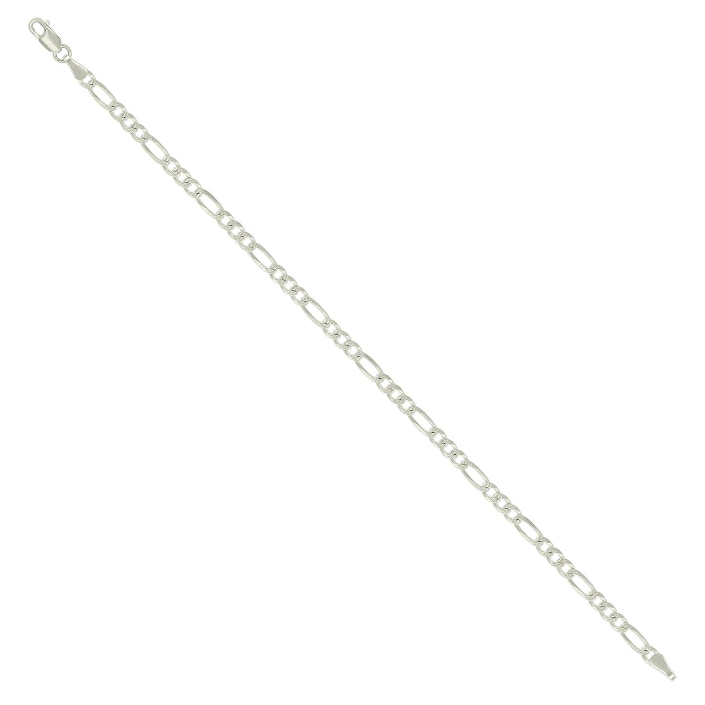 925 Silver Solid Pave Classic Figaro 4.0mm