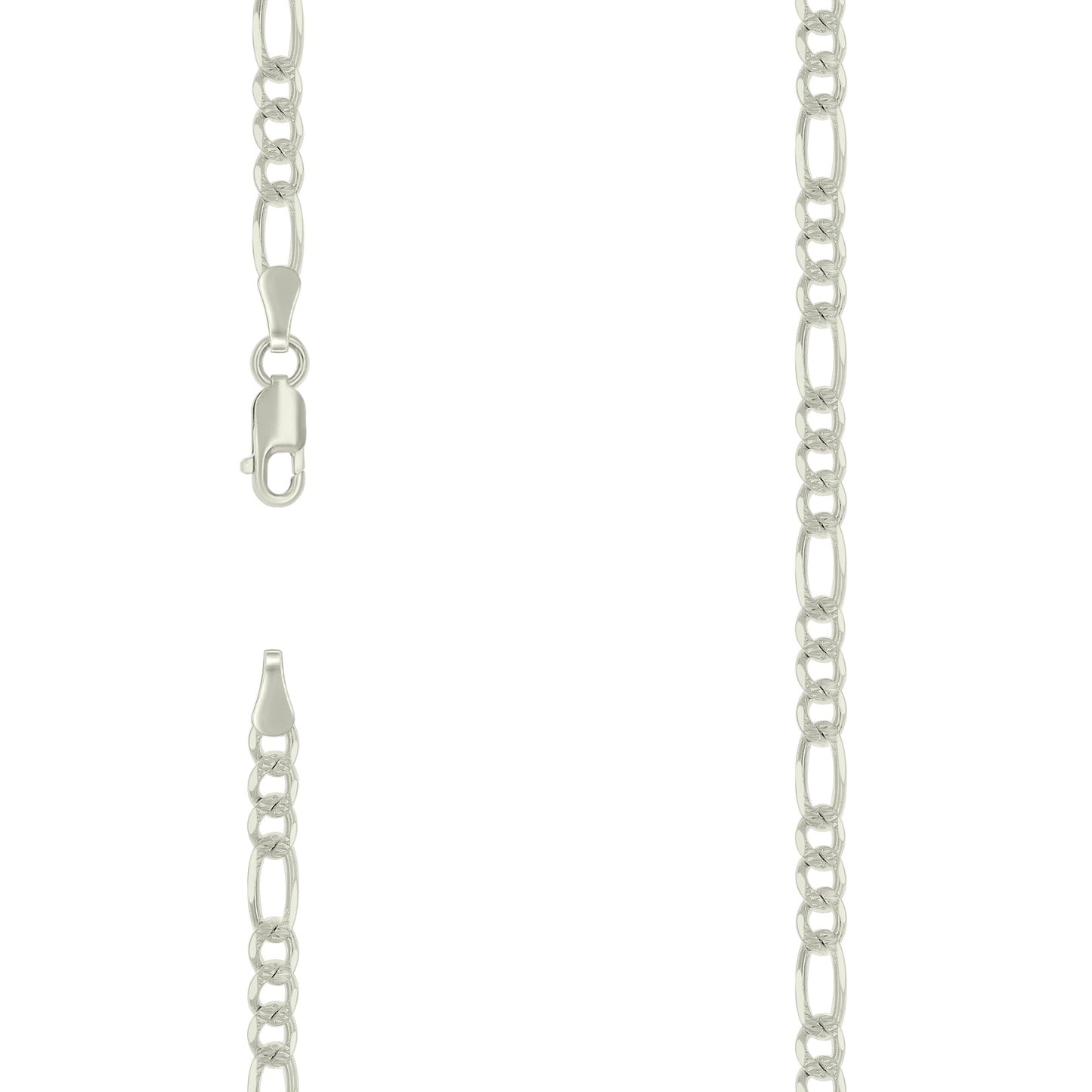 925 Silver Solid Pave Classic Figaro 4.0mm