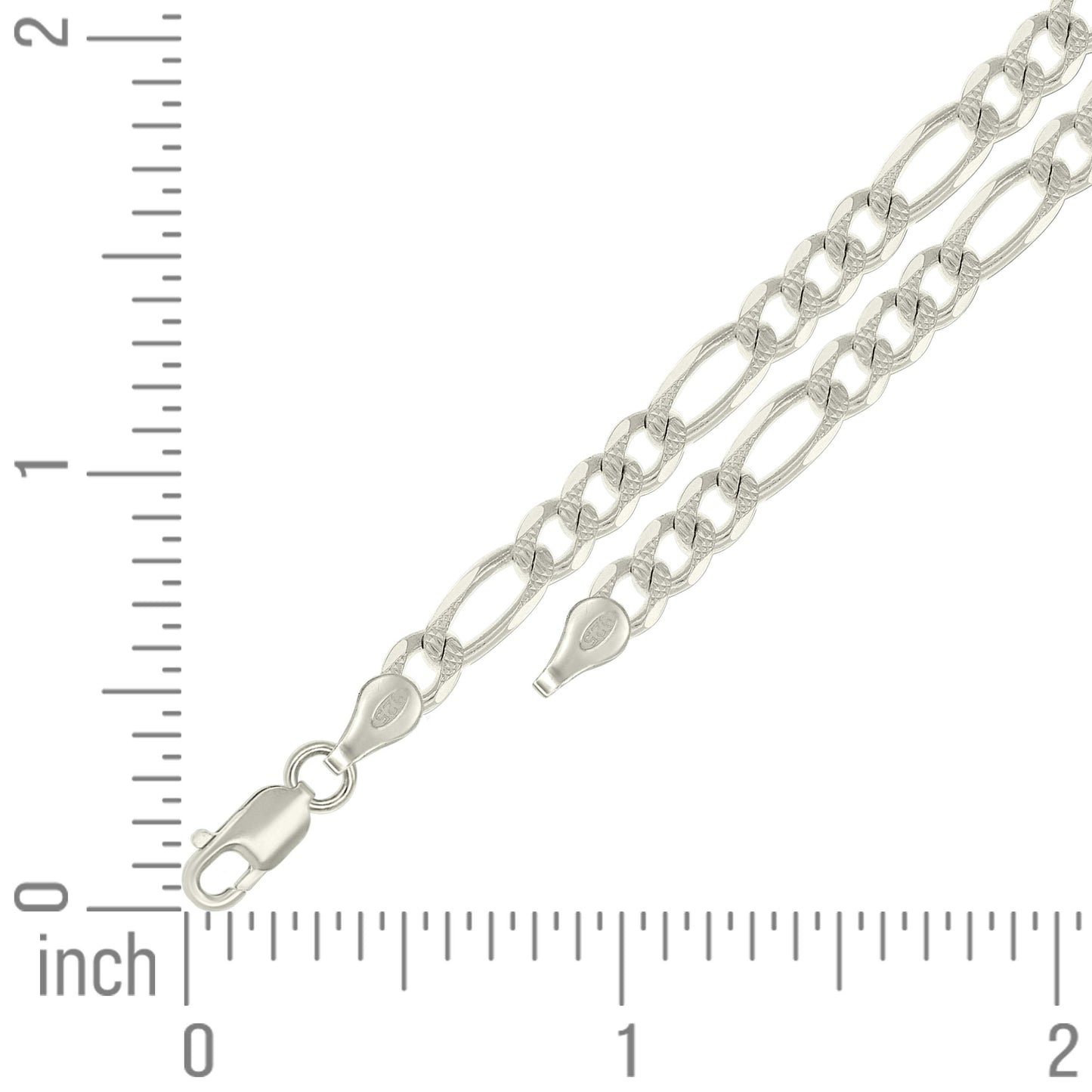 925 Silver Solid Pave Classic Figaro 5.0mm