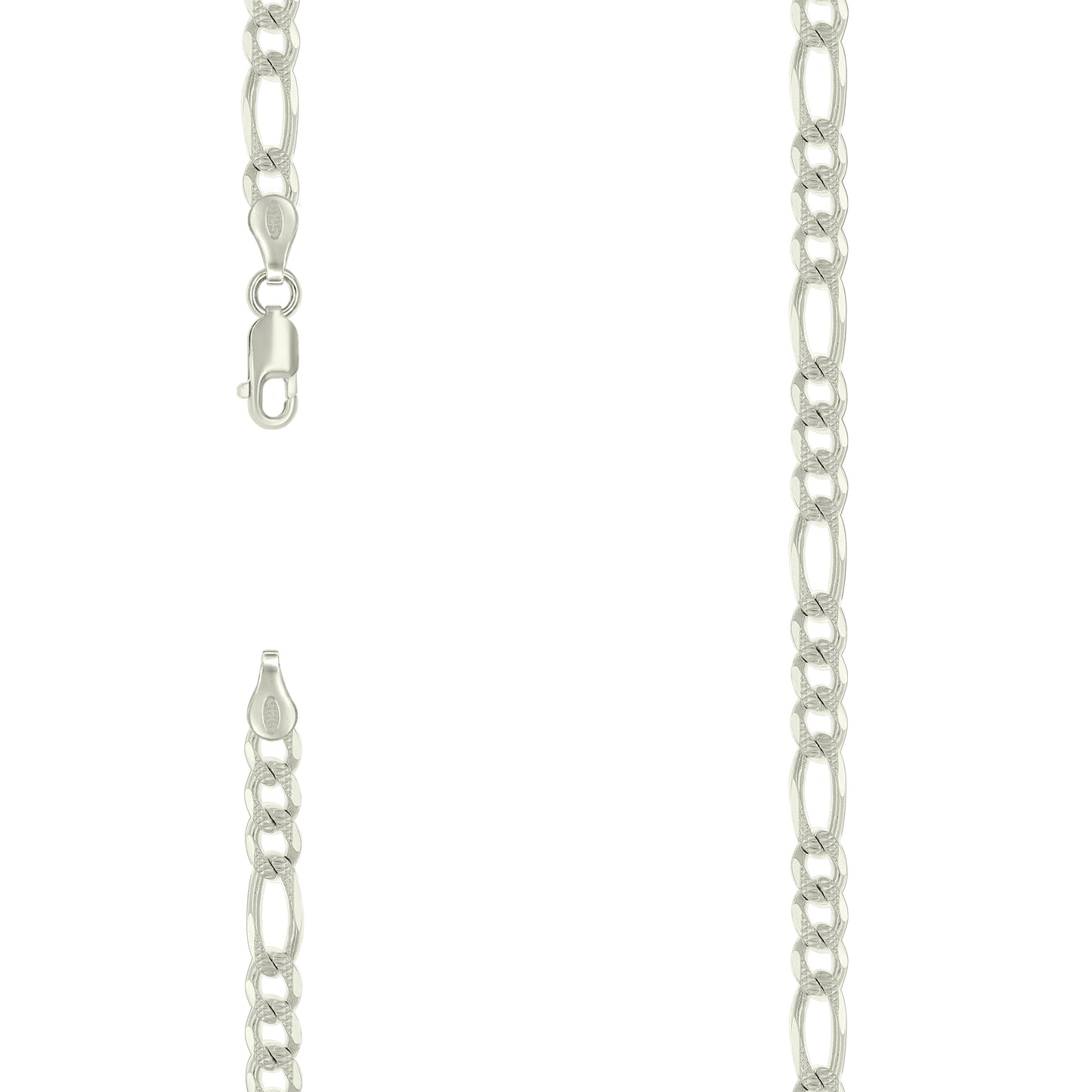 925 Silver Solid Pave Classic Figaro 5.0mm