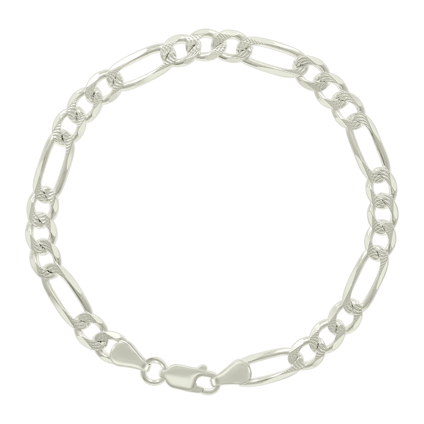 925 Silver Solid Pave Classic Figaro 6.0mm