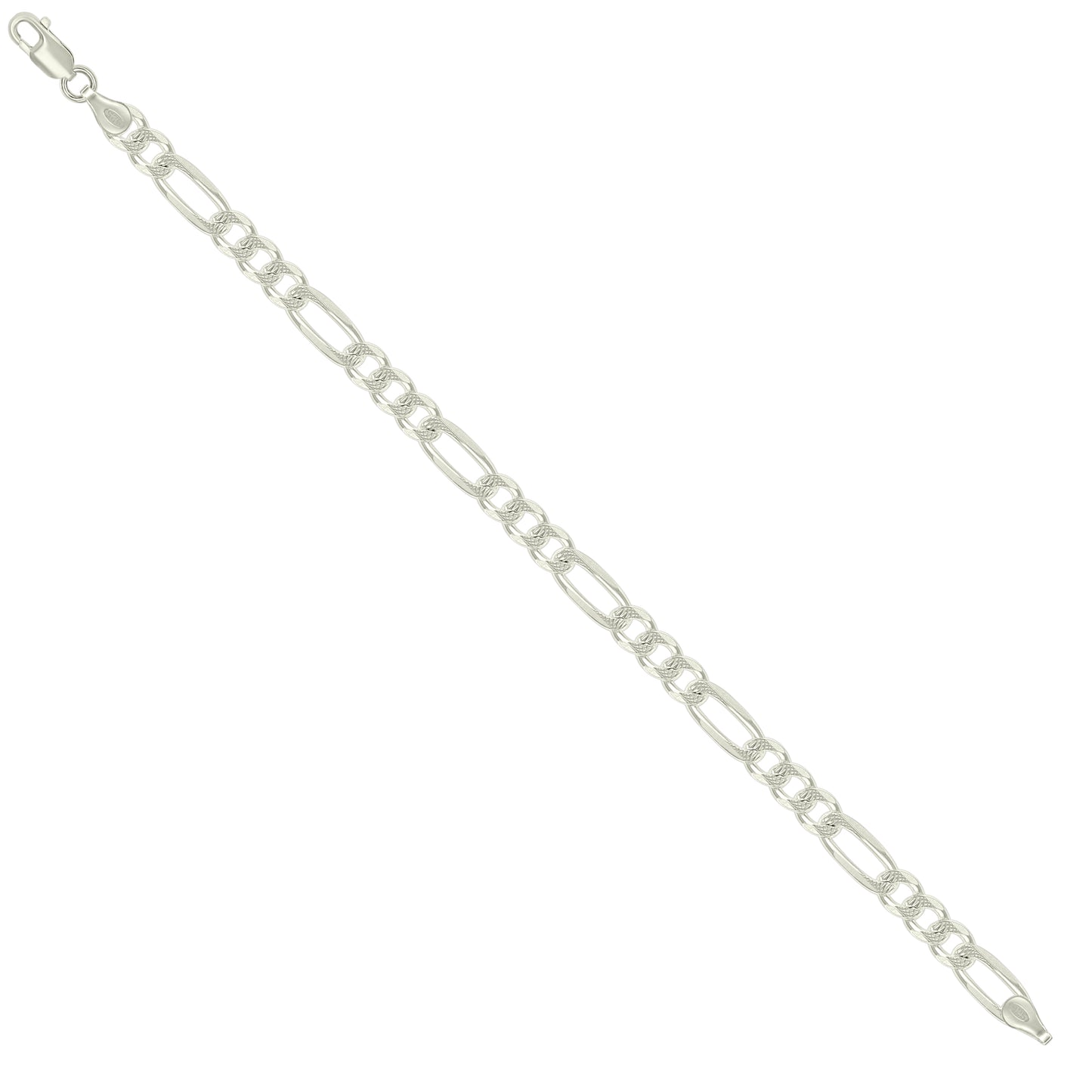 925 Silver Solid Pave Classic Figaro 6.0mm
