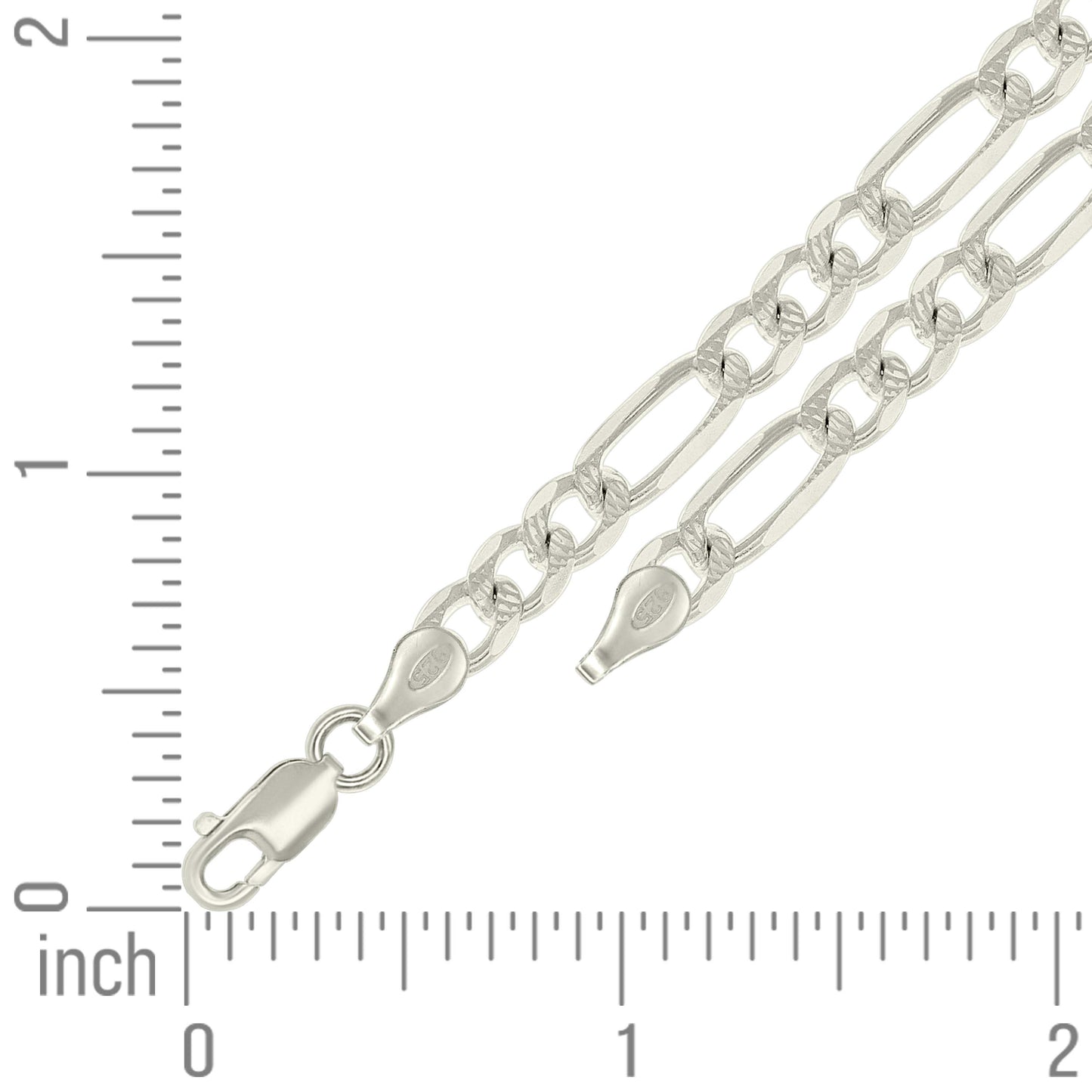 925 Silver Solid Pave Classic Figaro 6.0mm