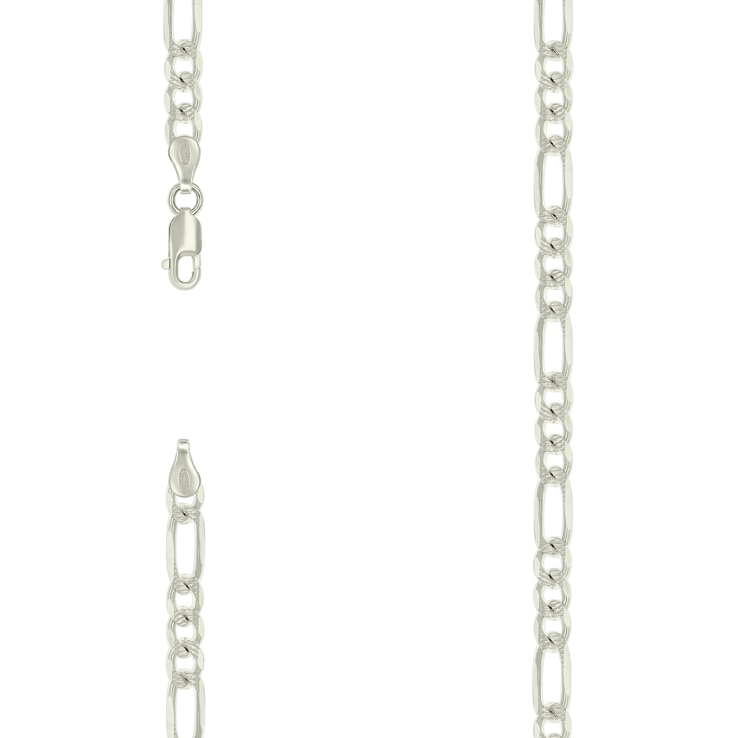 925 Silver Solid Pave Classic Figaro 6.0mm