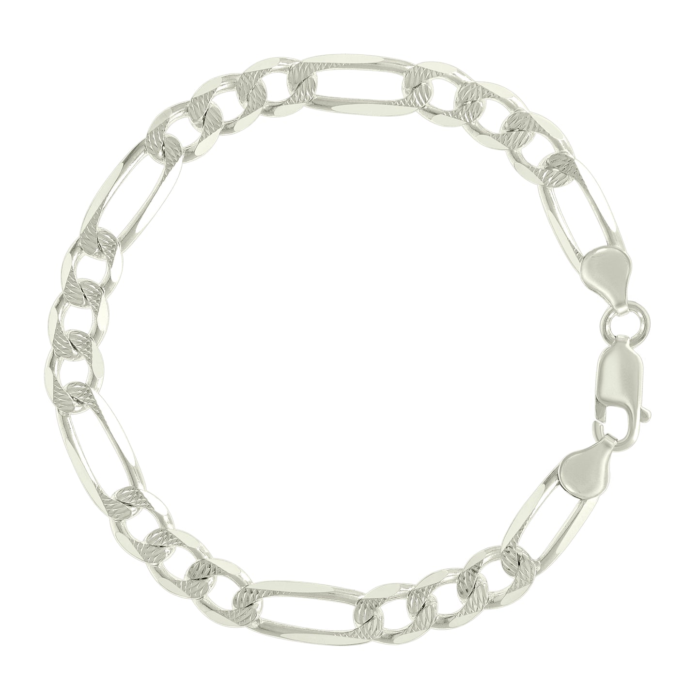 925 Silver Solid Pave Classic Figaro 7.0mm