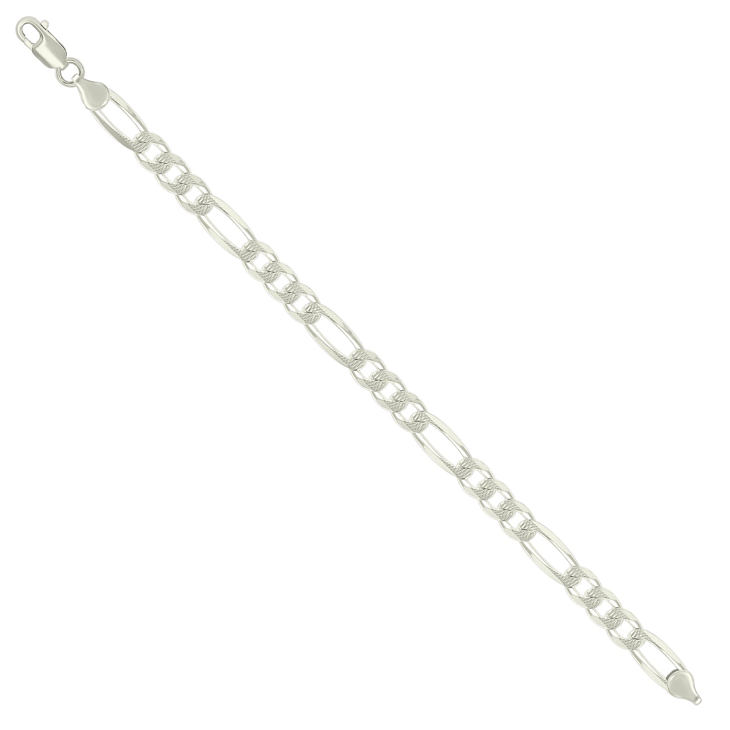 925 Silver Solid Pave Classic Figaro 7.0mm