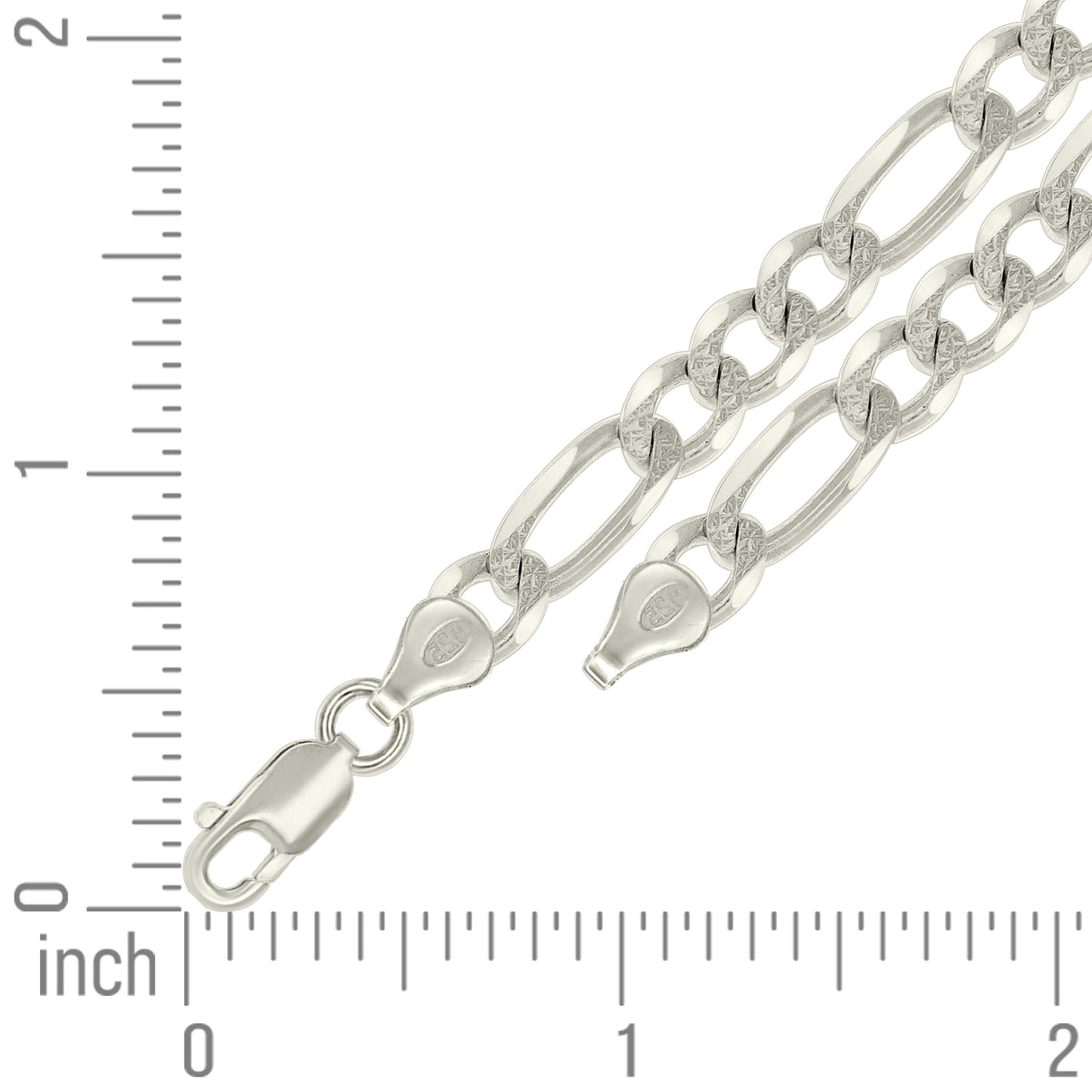 925 Silver Solid Pave Classic Figaro 7.0mm