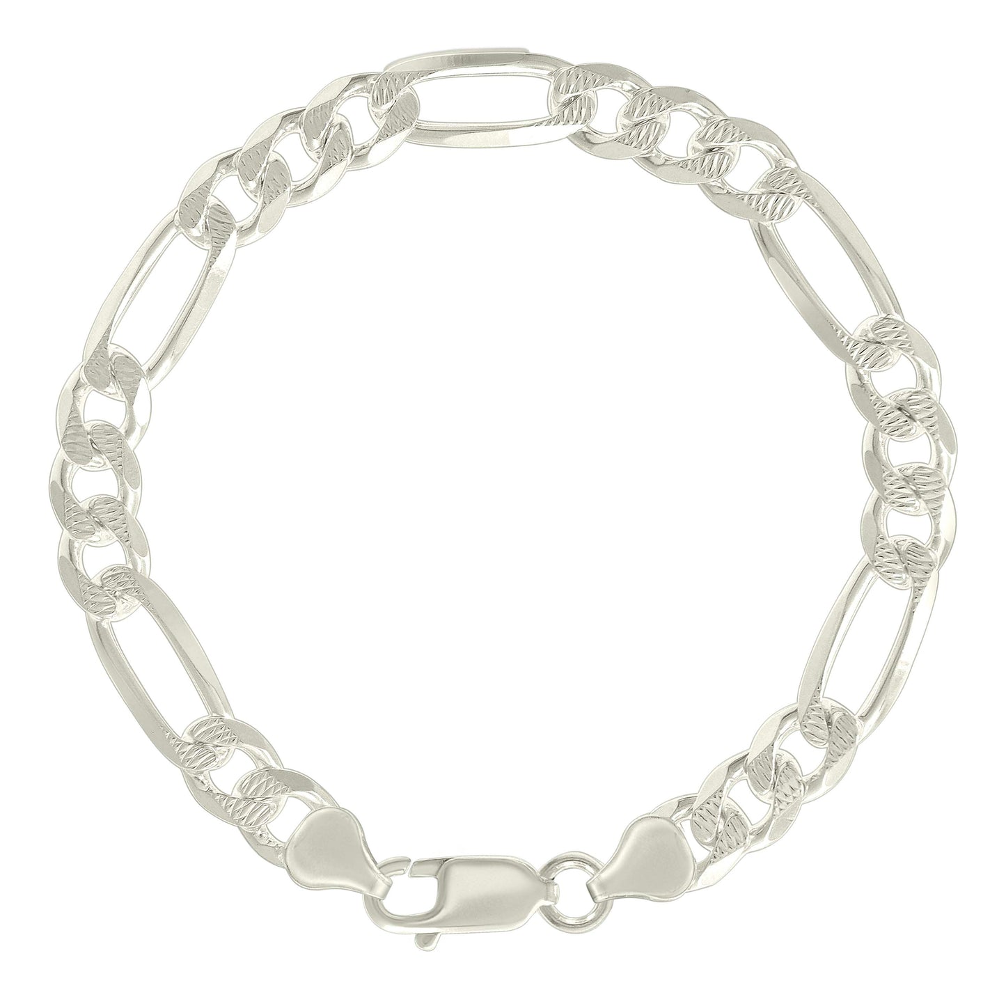 925 Silver Solid Pave Classic Figaro 8.0mm