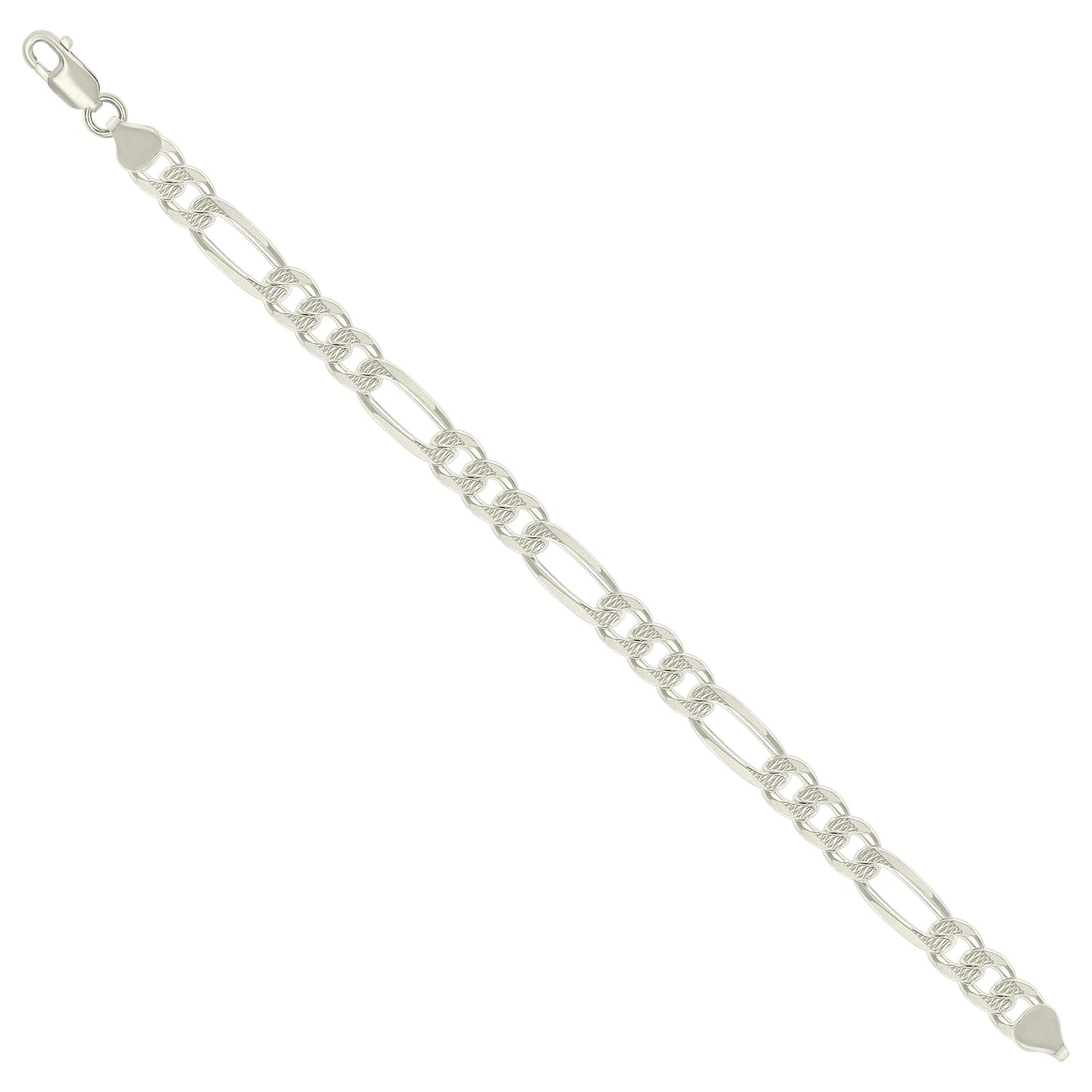 925 Silver Solid Pave Classic Figaro 8.0mm