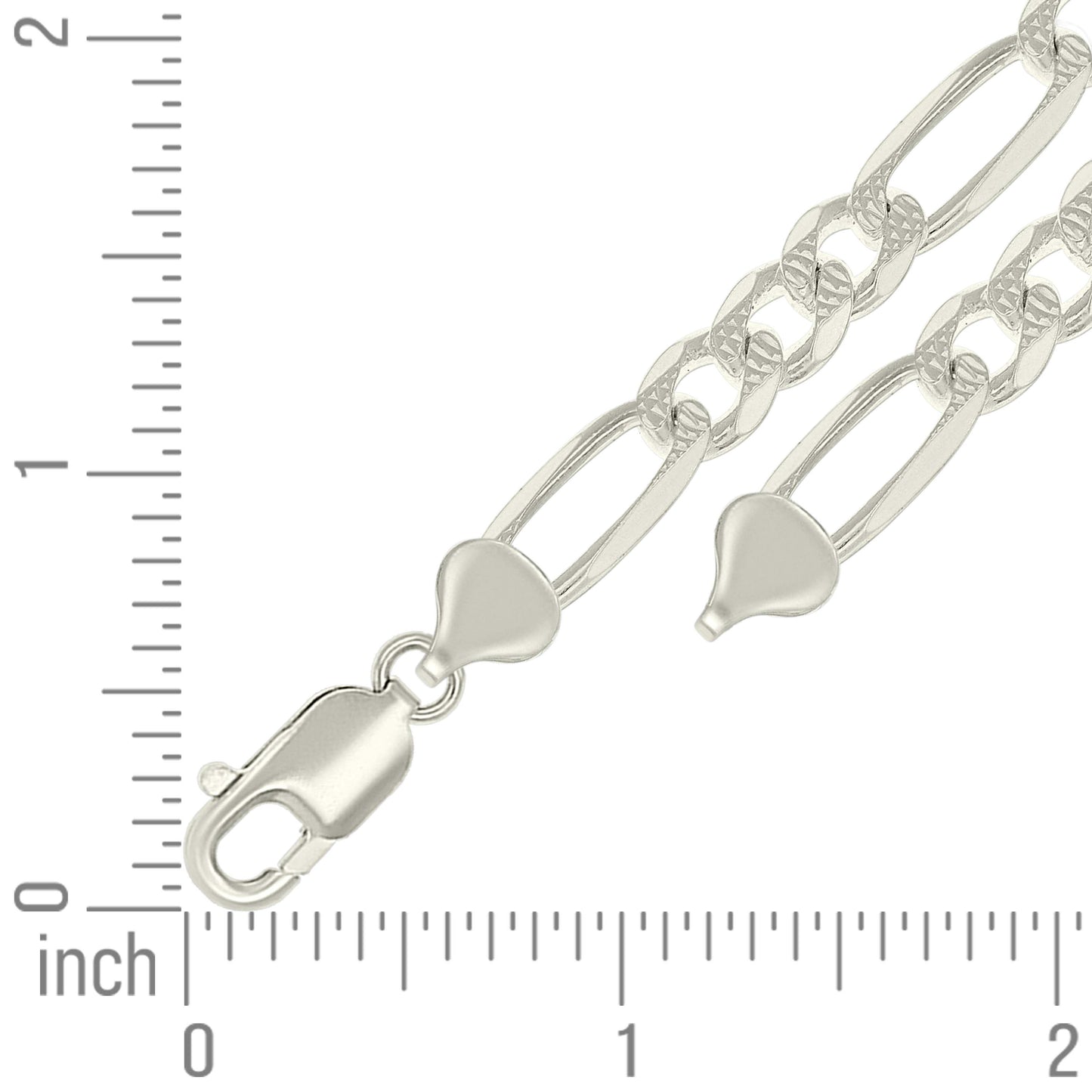 925 Silver Solid Pave Classic Figaro 8.0mm