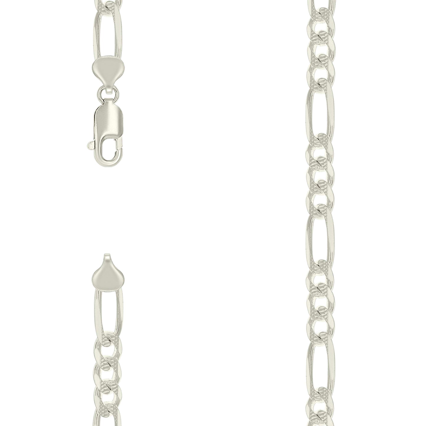 925 Silver Solid Pave Classic Figaro 8.0mm