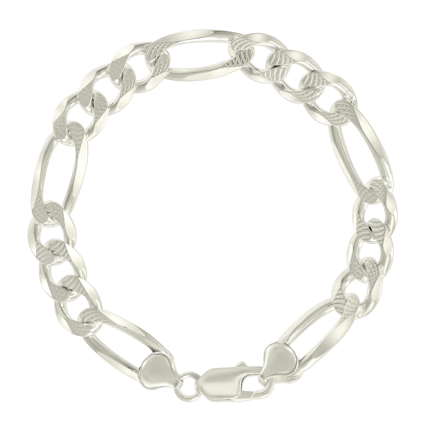 925 Silver Solid Pave Classic Figaro 9.5mm