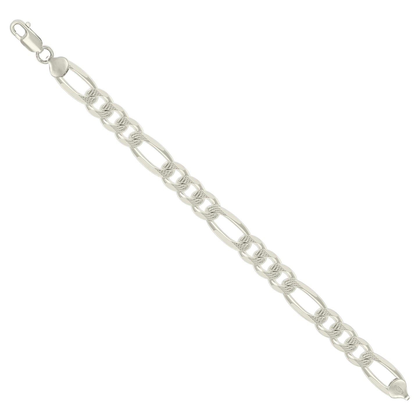 925 Silver Solid Pave Classic Figaro 9.5mm