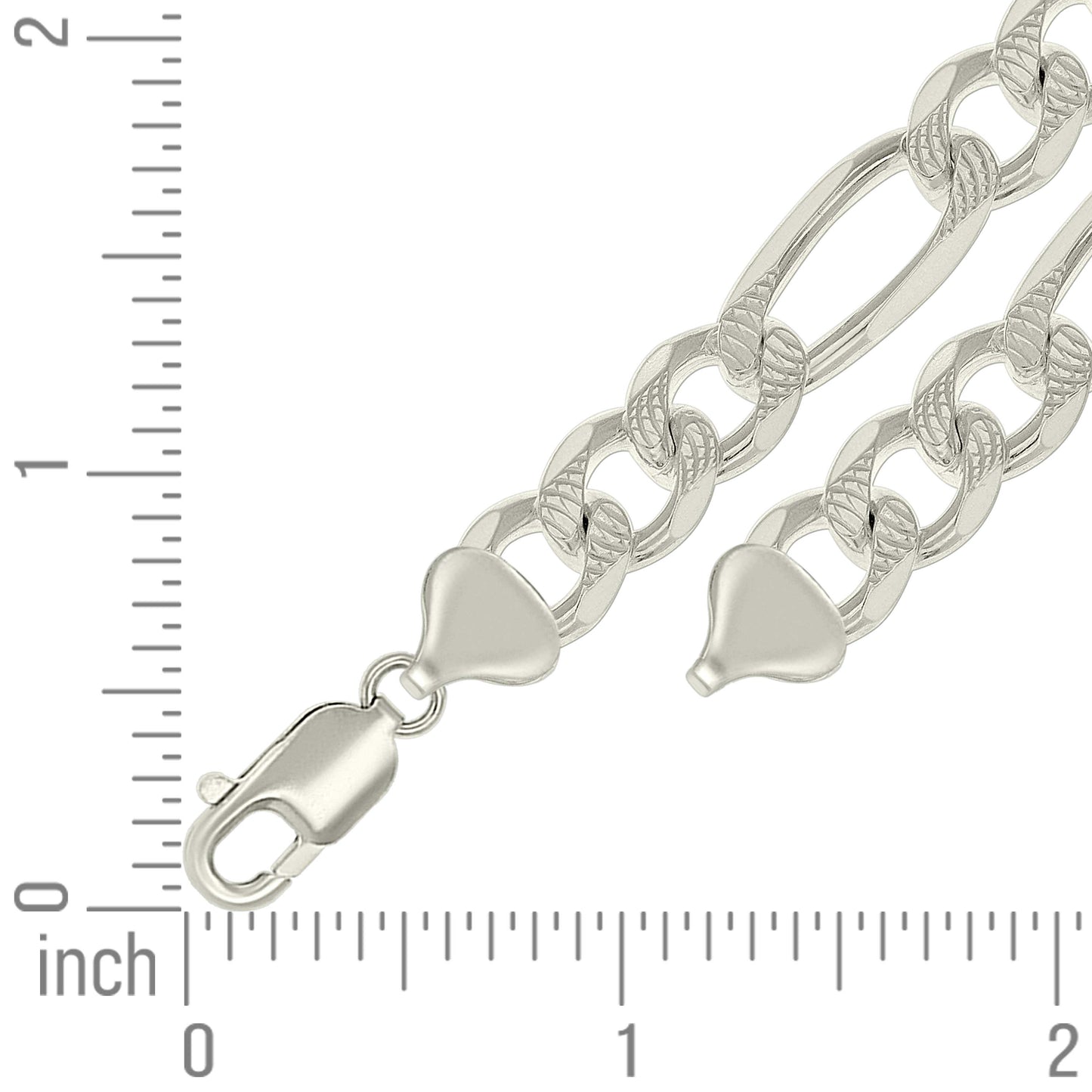 925 Silver Solid Pave Classic Figaro 9.5mm