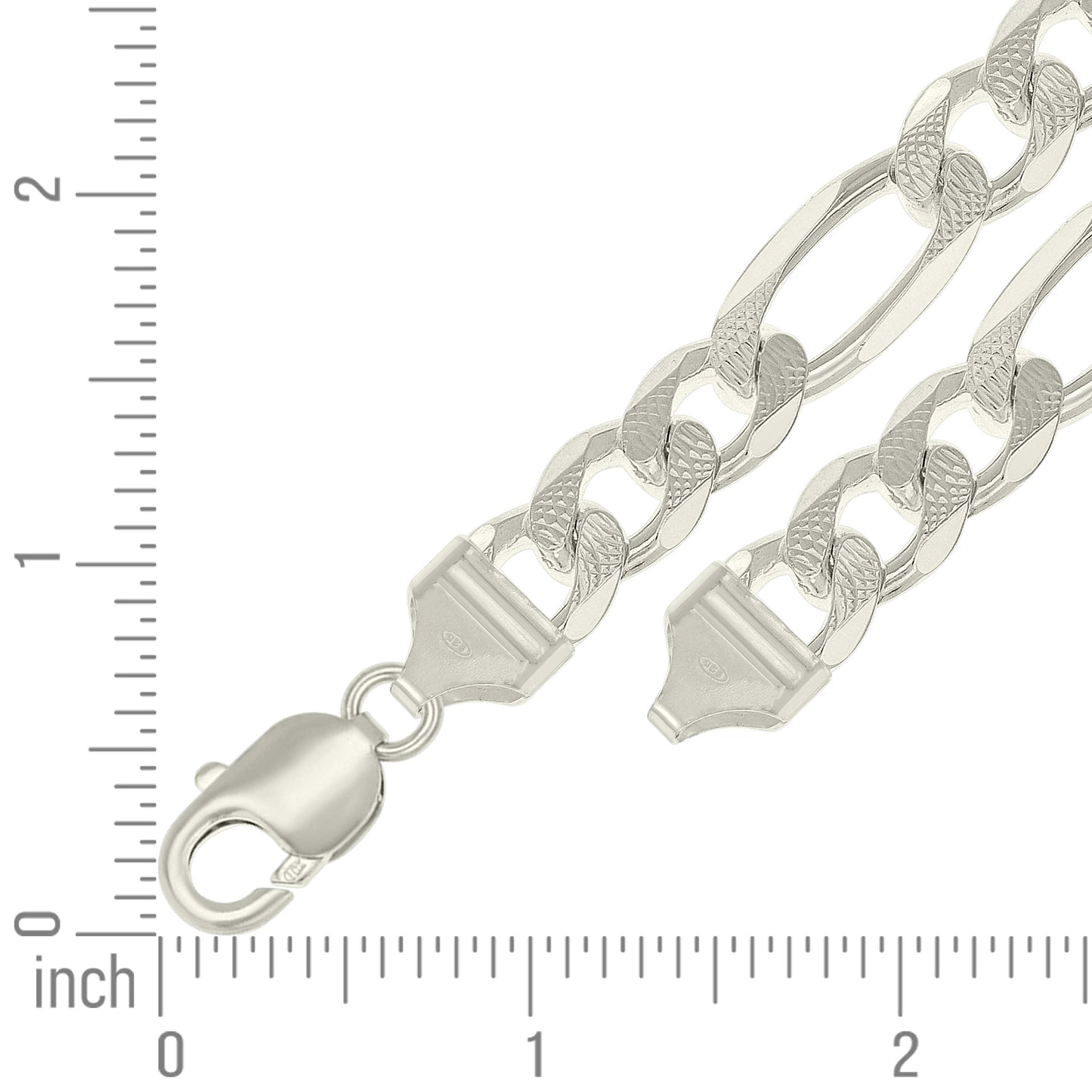 925 Silver Solid Pave Classic Figaro 11.0mm