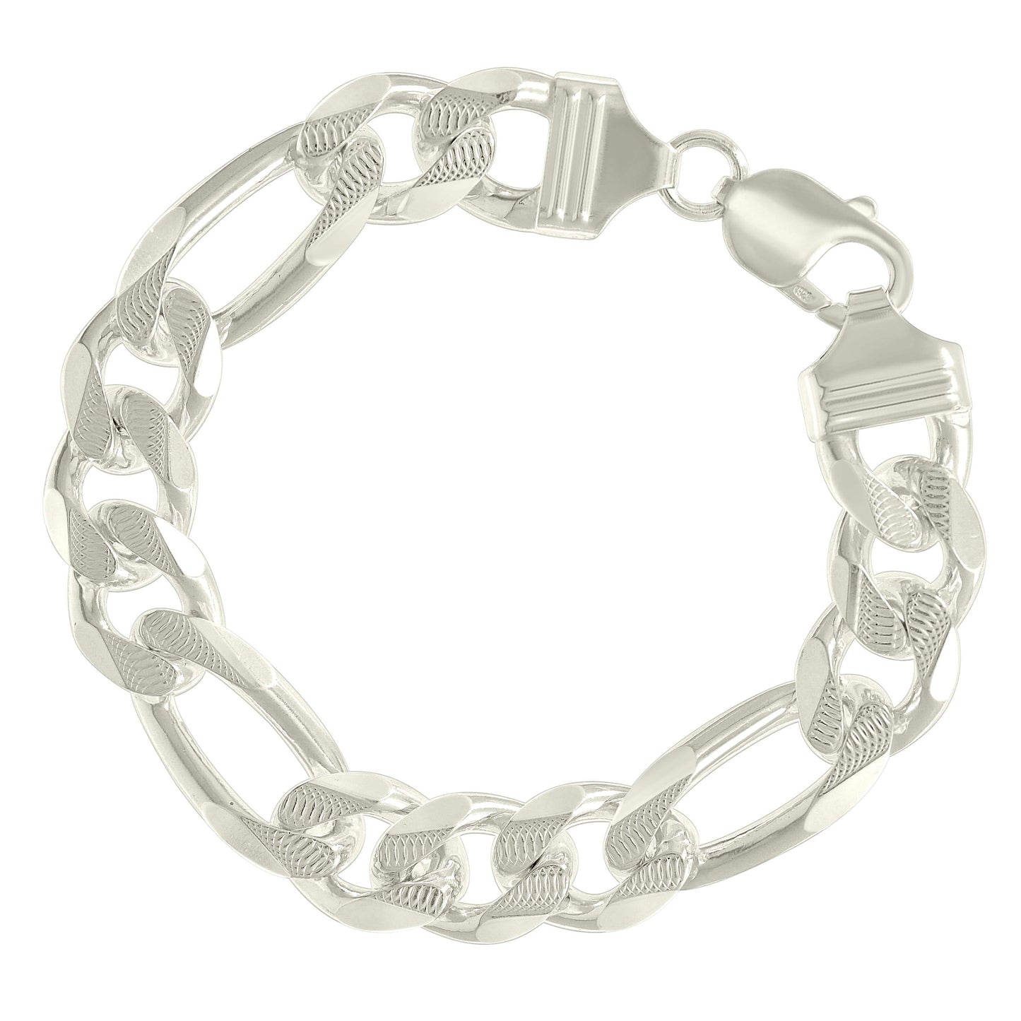 925 Silver Solid Pave Classic Figaro 13.0mm