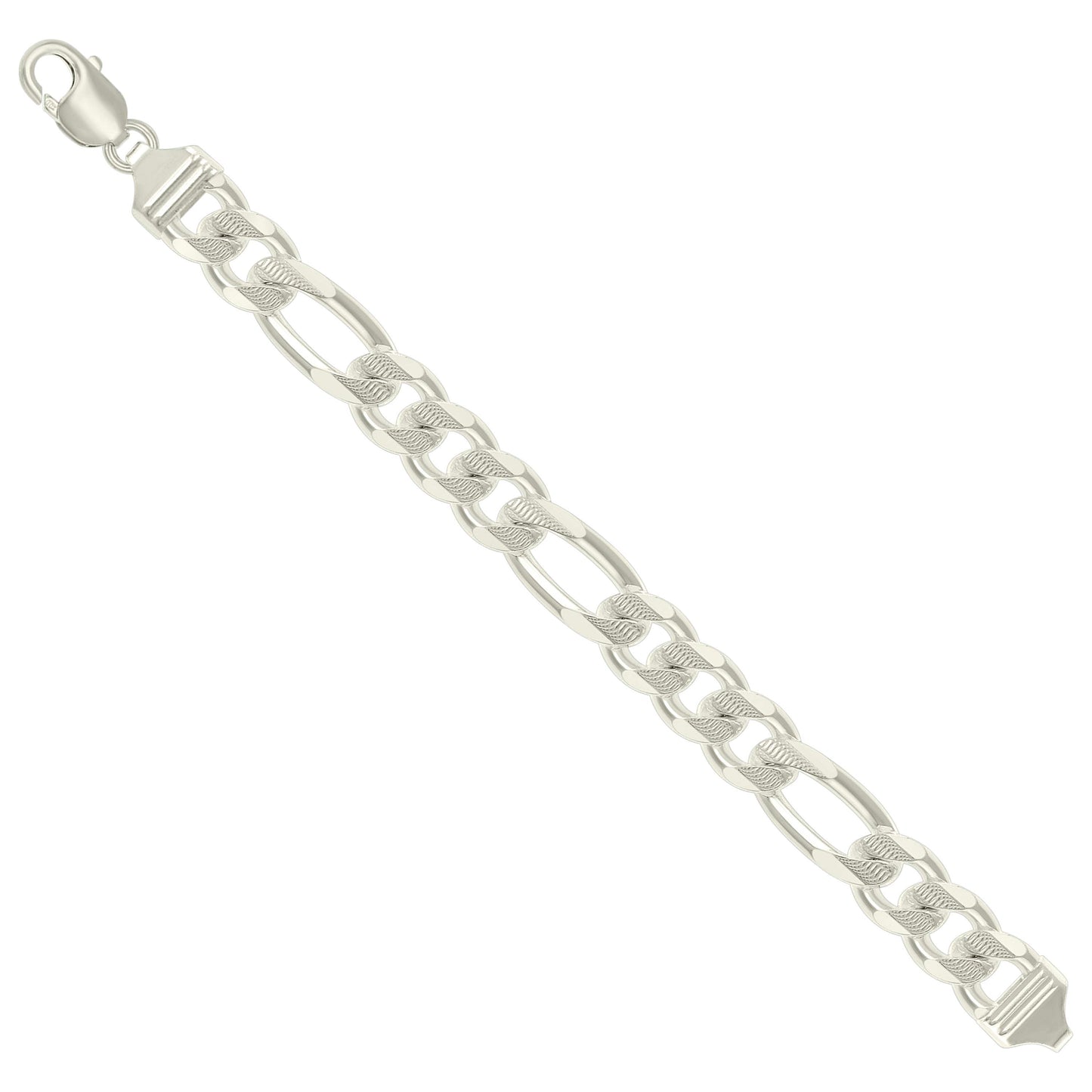 925 Silver Solid Pave Classic Figaro 13.0mm