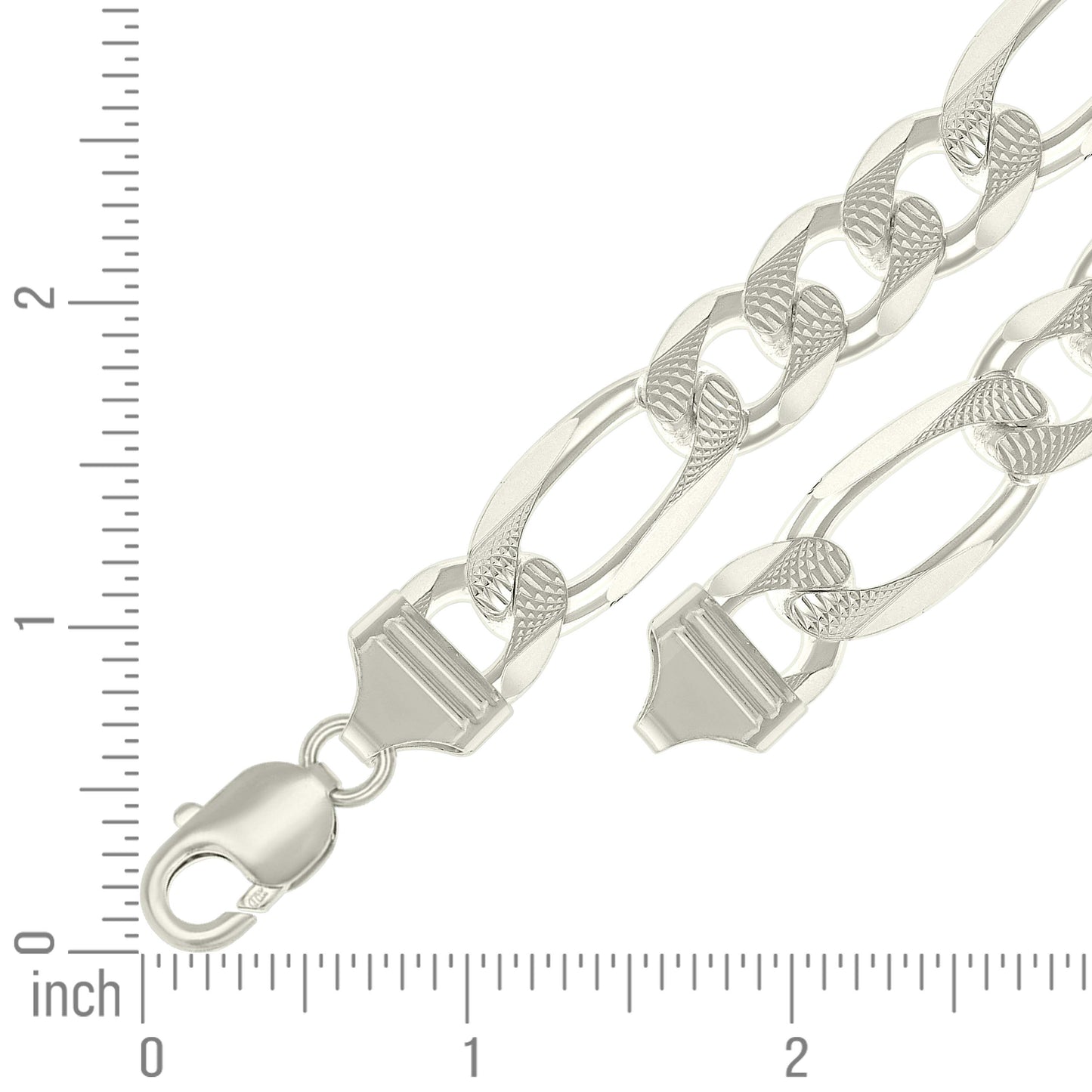 925 Silver Solid Pave Classic Figaro 13.0mm