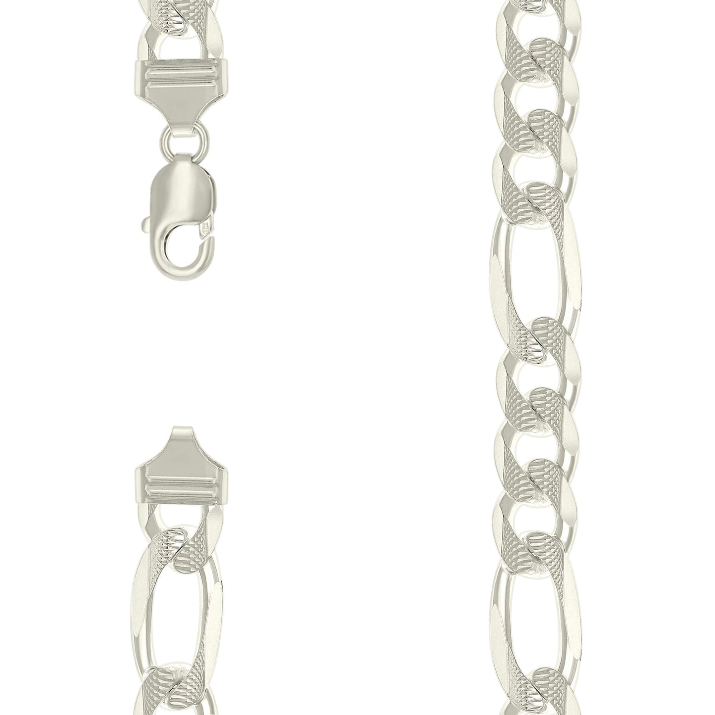 925 Silver Solid Pave Classic Figaro 13.0mm