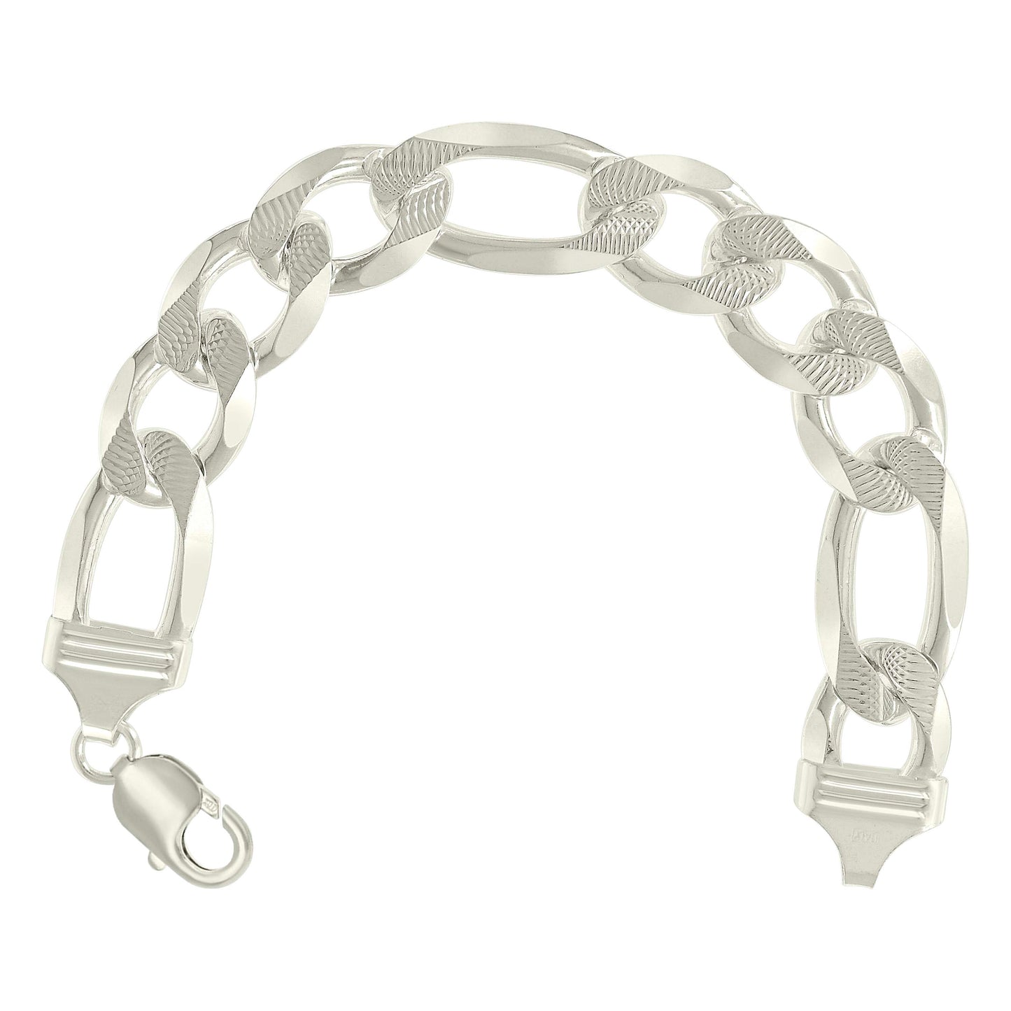 925 Silver Solid Pave Classic Figaro 14.0mm