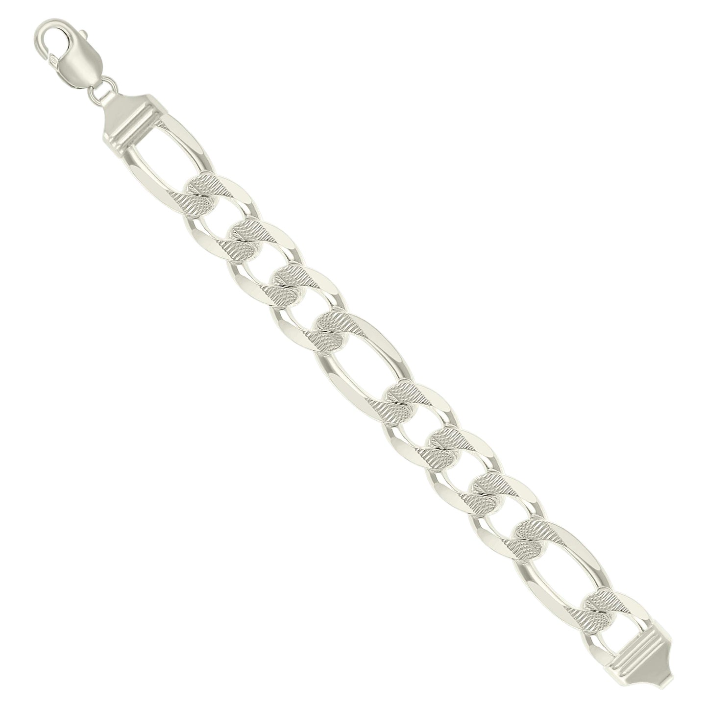 925 Silver Solid Pave Classic Figaro 14.0mm