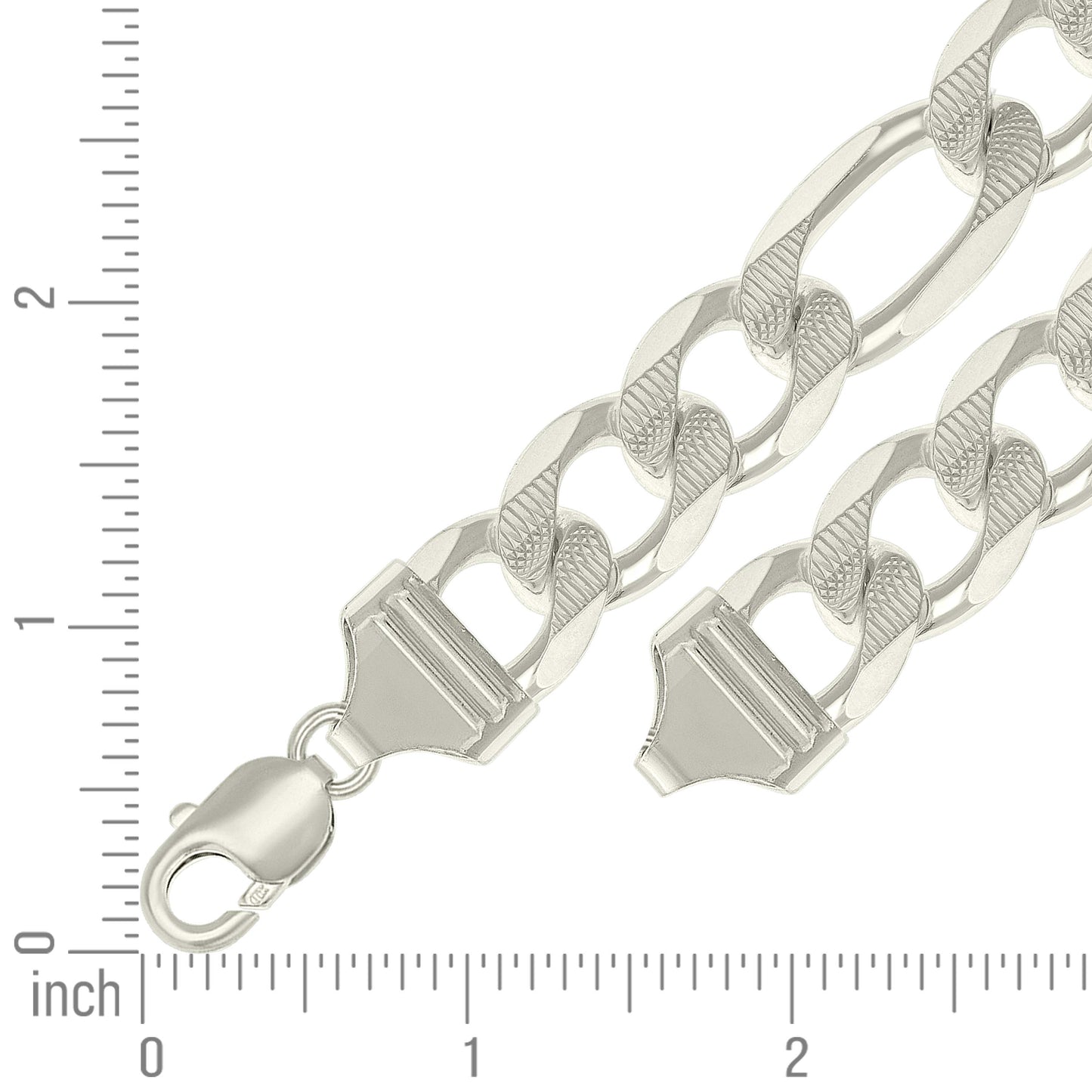 925 Silver Solid Pave Classic Figaro 14.0mm