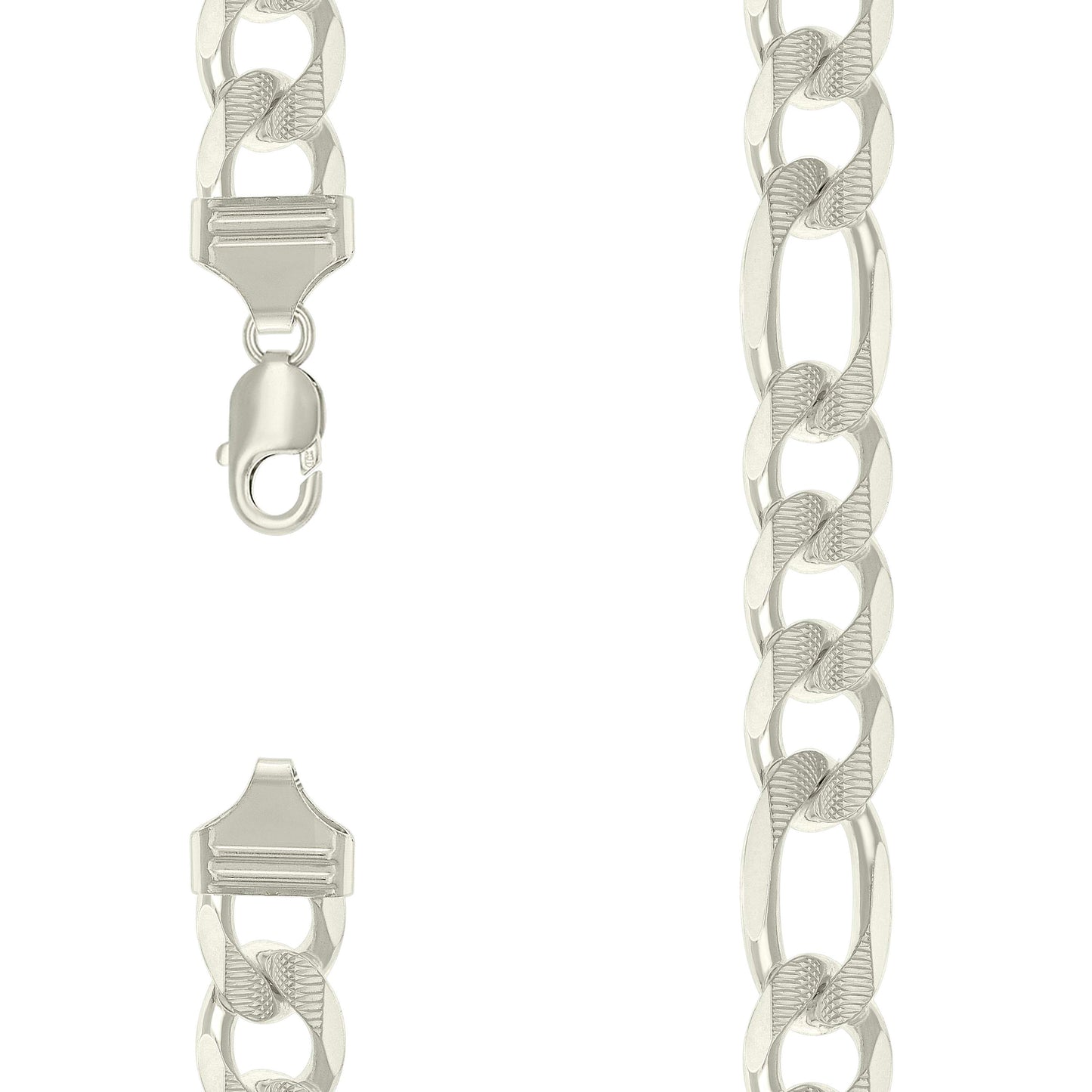 925 Silver Solid Pave Classic Figaro 14.0mm